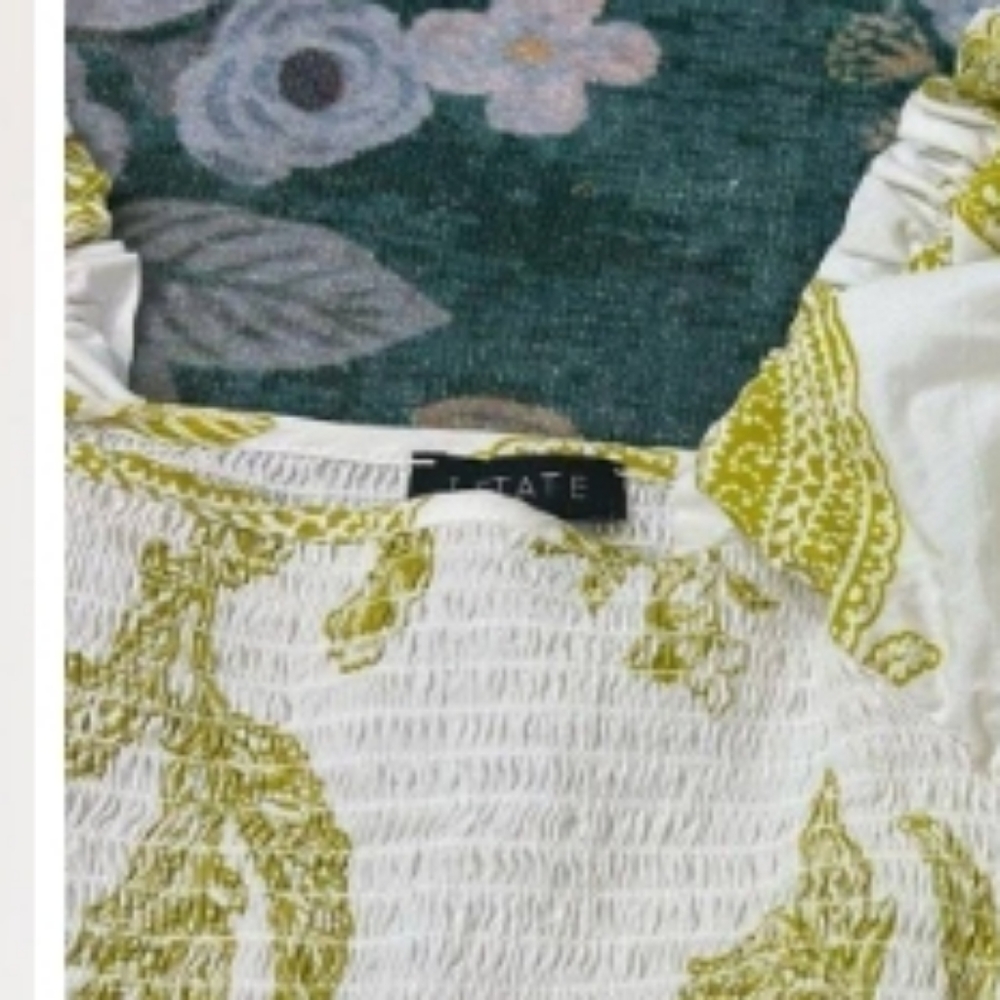 Alter State Paisley Green and White Puff Sleeve Smock Dress - Picture 5 of 5